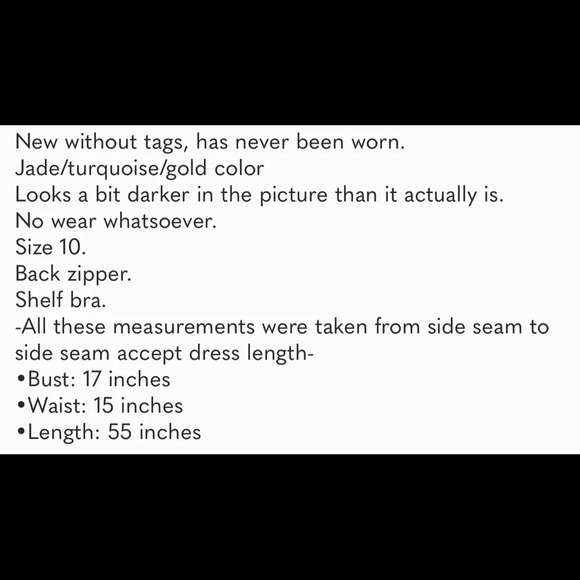 Marchesa Teal Strapless pleated and draped silk Dress with Gold beaded accent. - Picture 13 of 13